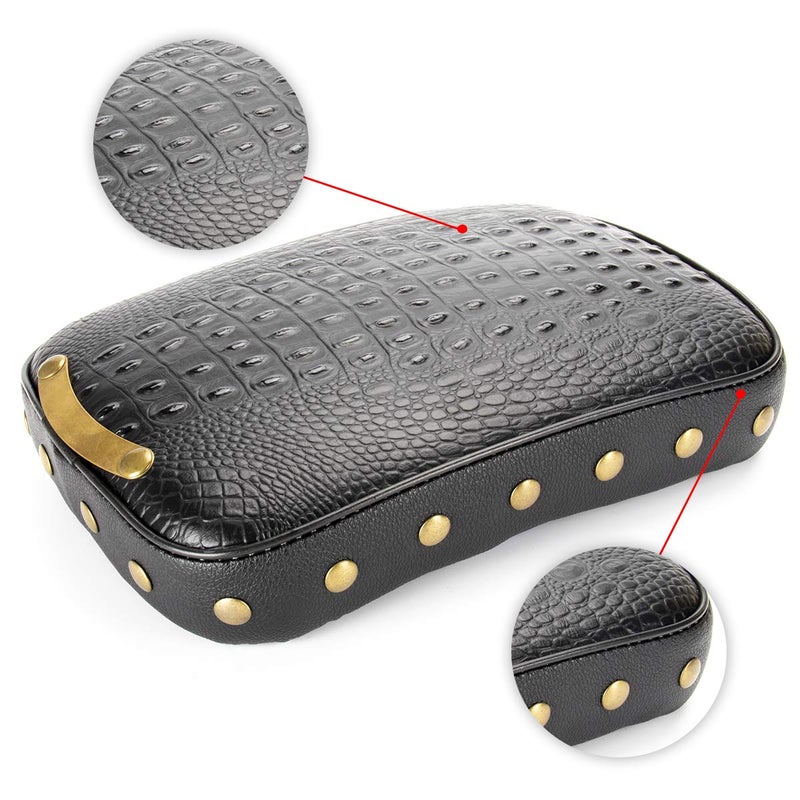 LKV 10.63â€³ Motorcycle Pessenger Seat, Rear Leather Pillion Pad with 8 Suction Cup Motorcycle Pillion Seat Cushion for Harley Dyna Sportster Chopper - Image 2